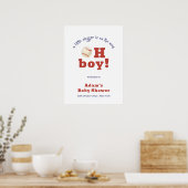 Oh Boy Little Slugger Baseball Baby Shower Welcome ポスター (キッチン)