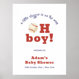 Oh Boy Little Slugger Baseball Baby Shower Welcome ポスター