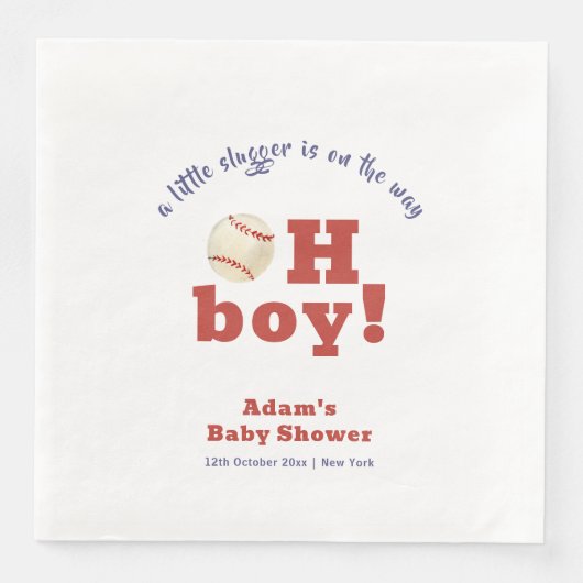 Oh Boy Little Slugger Baseball Sport Baby Shower (正面)