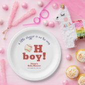 Oh Boy Little Slugger Baseball Sport Baby Shower  ペーパープレート (パーティー)