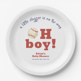 Oh Boy Little Slugger Baseball Sport Baby Shower ペーパープレート