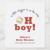 Oh Boy Little Slugger Baseball Sport Baby Shower  ワインラベル (シングルラベル)
