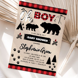 Oh Boy Lumberjack ベビーシャワー 招待状