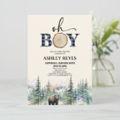 Oh Boy Lumberjack Woodland Forest Bear Baby Shower 招待状 (スタンド正面)