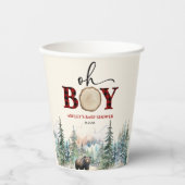 Oh Boy Lumberjack Woodland Forest Bear Baby Shower 紙コップ (正面)