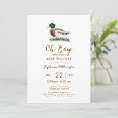 Oh Boy Mallard Duck Baby Shower QRコード 招待状 (スタンド正面)