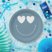 Oh Boy! Modern Groovy Happy Face Baby Shower ペーパープレート (パーティー)