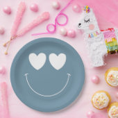 Oh Boy! Modern Groovy Happy Face Baby Shower ペーパープレート (パーティー)