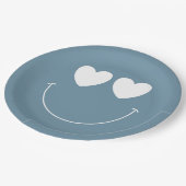 Oh Boy! Modern Groovy Happy Face Baby Shower ペーパープレート (アングル)
