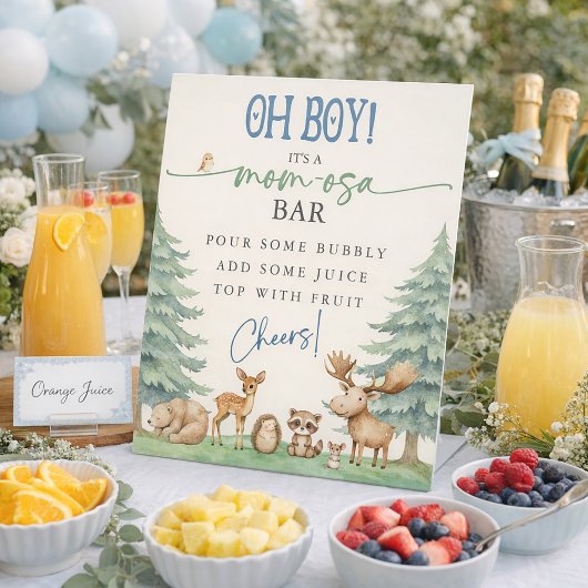 Oh Boy Mom-osa Bar Forest Animal Baby Shower 台座サイン