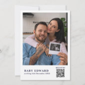 Oh Boy Navy Blueフローラ写真QRベビーシャワー 招待状 (裏面)