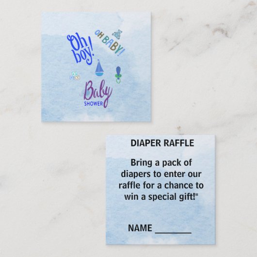 Oh Boy Ohベビー2 – トーンブルーベビーシャワー エンクロージャーカード (正面/裏面)