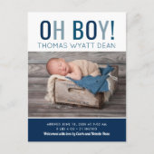 Oh Boy Photo Birth Announcement 案内ポストカード (正面)