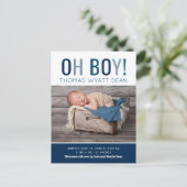 Oh Boy Photo Birth Announcement 案内ポストカード (スタンド正面)