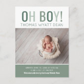 Oh Boy Photo Birth Announcement 案内ポストカード (正面)
