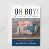 Oh Boy Photo Birth Announcement 案内状 (正面)