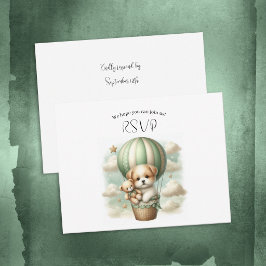 Oh Boy Puppy Hot Air Balloon Adventure Baby Shower 出欠カード