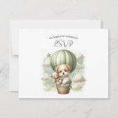 Oh Boy Puppy Hot Air Balloon Adventure Baby Shower 出欠カード (正面)