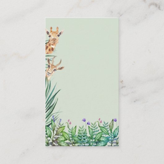 Oh Boy Safariジャングルベビーシャワーブックベビー エンクロージャーカード (裏面)