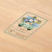 Oh Boy Safari動物の赤ちゃんシャワー アクリル招待状 (レイダウン)