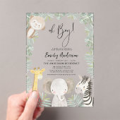 Oh Boy Safari Animal Boy's Baby Shower アクリル招待状 (インサイチュ (ポータブル))