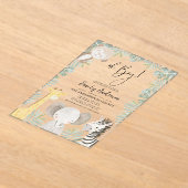 Oh Boy Safari Animal Boy's Baby Shower アクリル招待状 (レイダウン)