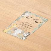 Oh Boy Safari Animal Boy's Baby Shower アクリル招待状 (レイダウン)
