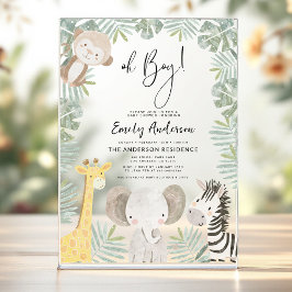 Oh Boy Safari Animal Boy's Baby Shower アクリル招待状