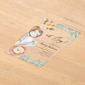 Oh Boy Safari Animal Boy's Baby Shower アクリル招待状 (レイダウン)