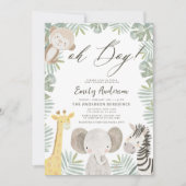 Oh Boy Safari Animal Boy's Baby Shower 招待状 (正面)