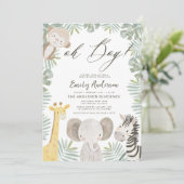 Oh Boy Safari Animal Boy's Baby Shower 招待状 (スタンド正面)