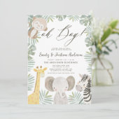 Oh Boy Safari Animal Boy's Baby Shower 招待状 (スタンド正面)