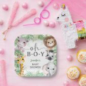 Oh Boy Safari Animals Baby Shower Jungle ペーパープレート (パーティー)