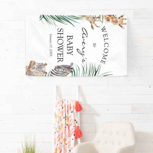 Oh Boy Safari Animals Banner Welcome Sign Banner 横断幕 (インサイチュ)