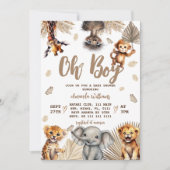 Oh Boy Safari Animals Boho Baby Shower 招待状 (正面)