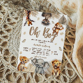 Oh Boy Safari Animals Boho Baby Shower 招待状