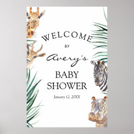 Oh Boy Safari Animals Welcome Sign ポスター