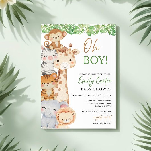 Oh Boy! Safari Baby Shower Invitation 招待状