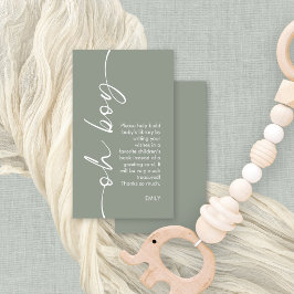 Oh Boy Sage Books for Baby Shower エンクロージャーカード