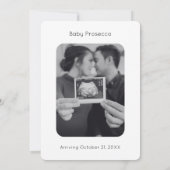 Oh Boy Script モダン Photo Baby Shower招待状 招待状 (裏面)