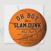 Oh Boy Slam Dunk Basketball Boy Baby Shower Circle 招待状 (正面)