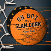 Oh Boy Slam Dunk Basketball Boy Baby Shower Circle 招待状