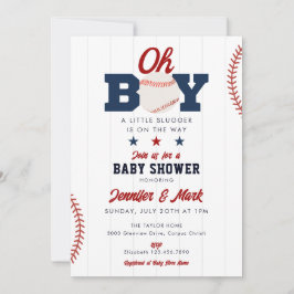 Oh Boy Slugger Baseball Photo Baby Shower 招待状