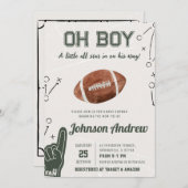 Oh Boy Sports Football Baby Shower 招待状 (正面/裏面)