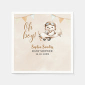 Oh Boy, Teddy Bear Baby shower boy スタンダードカクテルナプキン (正面)