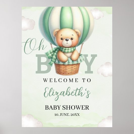 Oh Boy, Teddy Bear Baby Shower boy ポスター (正面)