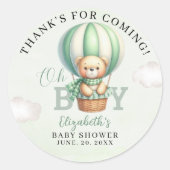 Oh Boy, Teddy Bear Baby Shower Boy ラウンドシール (正面)