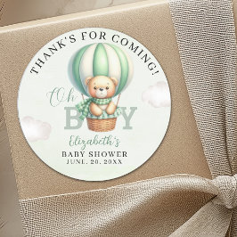Oh Boy, Teddy Bear Baby Shower Boy ラウンドシール