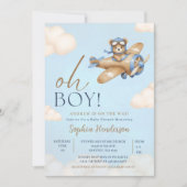 Oh Boy, Teddy Bear Baby shower boy 招待状 (正面)