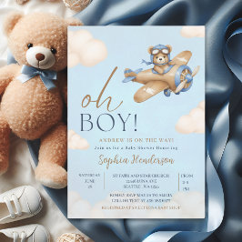 Oh Boy, Teddy Bear Baby shower boy 招待状